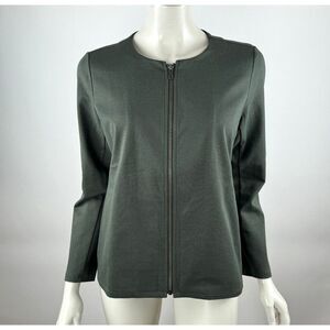 Eileen Fisher Organic Cotton Ponte Zip-Front‎ Jacket Women PM EUC Long Sleeve